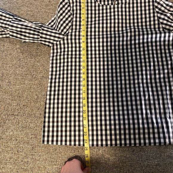 Lafayette 148 New York Revina Ruffle-Sleeve Poplin Plaid Blouse Large - Picture 12 of 14